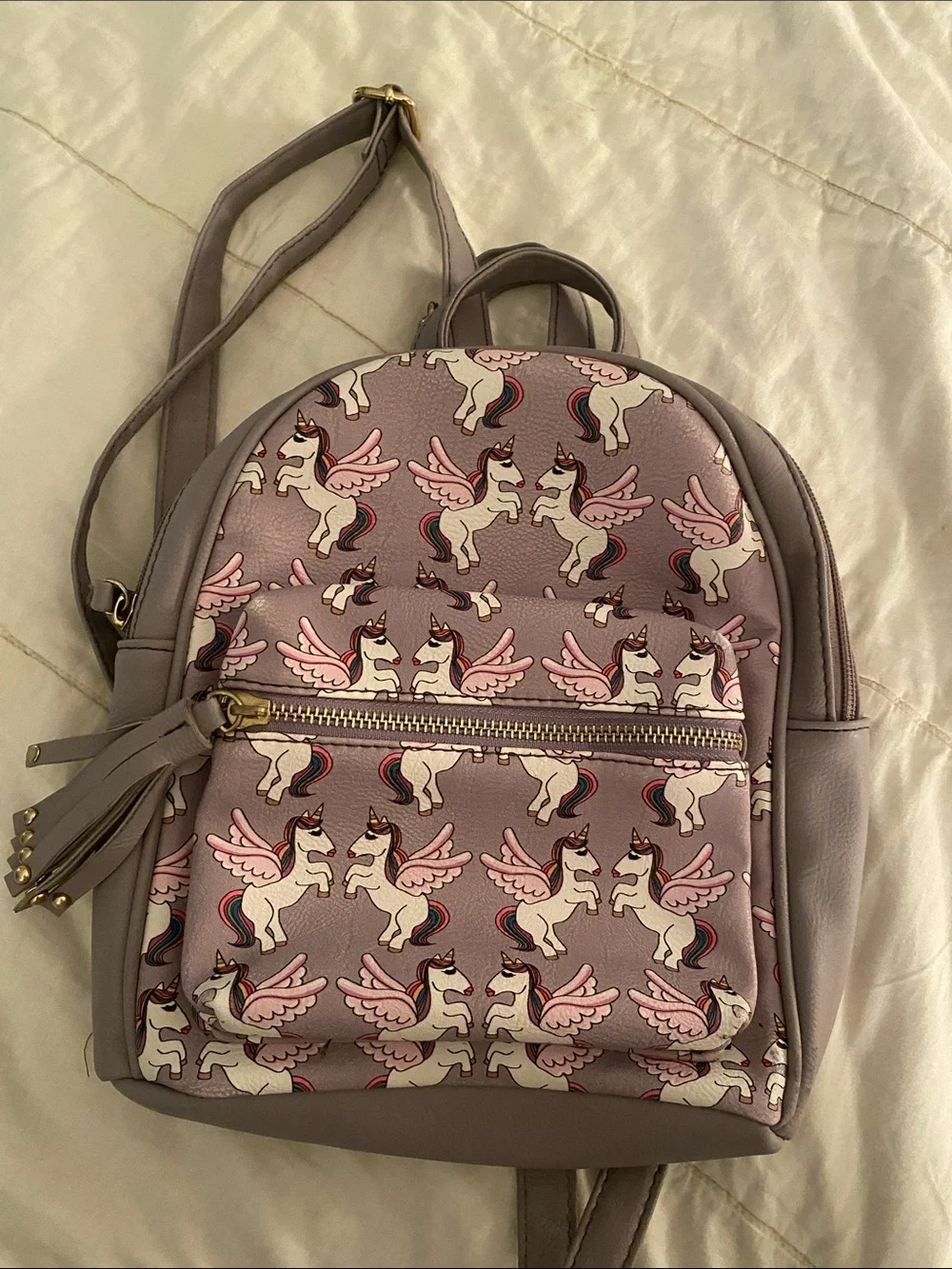 Lilac Unicorn Print Mini Backpack